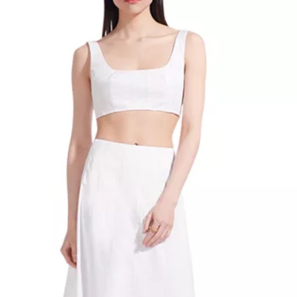 NWT Staud wells crop white zipper top